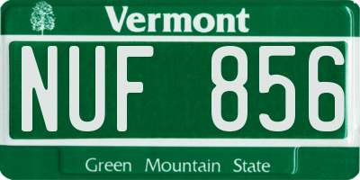 VT license plate NUF856