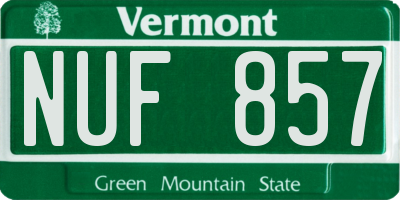VT license plate NUF857