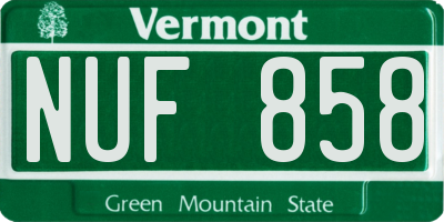 VT license plate NUF858