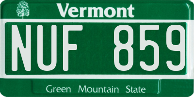 VT license plate NUF859