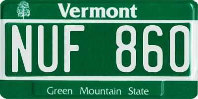 VT license plate NUF860