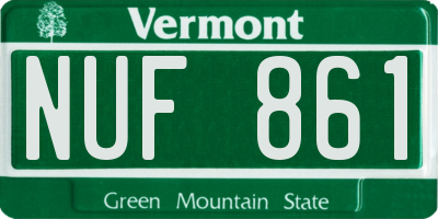 VT license plate NUF861