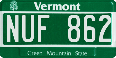 VT license plate NUF862