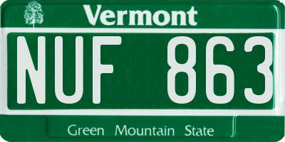 VT license plate NUF863