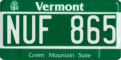 VT license plate NUF865