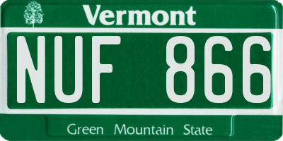 VT license plate NUF866