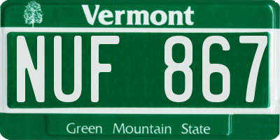 VT license plate NUF867