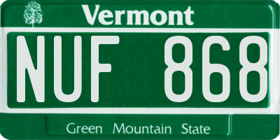 VT license plate NUF868