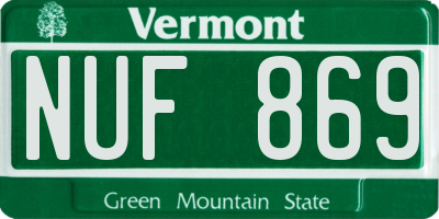 VT license plate NUF869