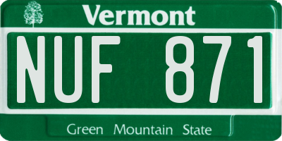 VT license plate NUF871