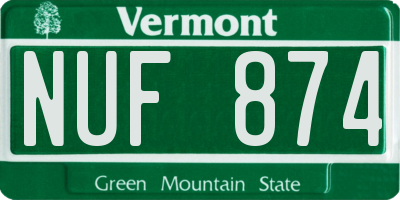 VT license plate NUF874