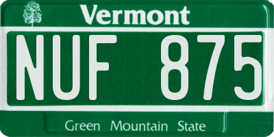 VT license plate NUF875