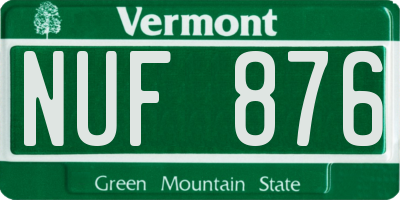 VT license plate NUF876