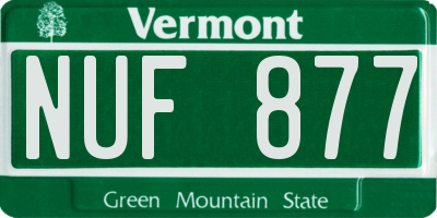VT license plate NUF877