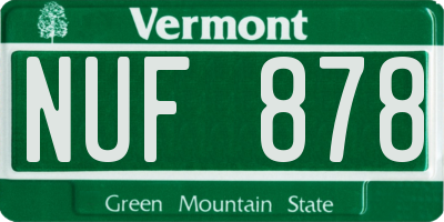 VT license plate NUF878