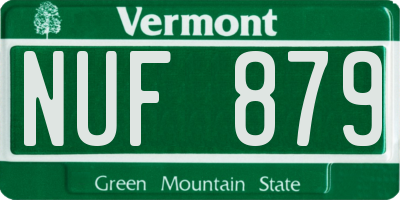 VT license plate NUF879