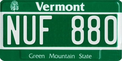 VT license plate NUF880