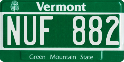 VT license plate NUF882