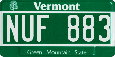 VT license plate NUF883