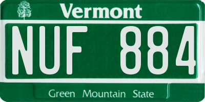 VT license plate NUF884
