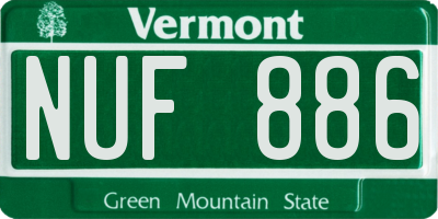 VT license plate NUF886