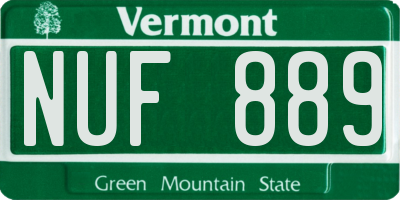 VT license plate NUF889