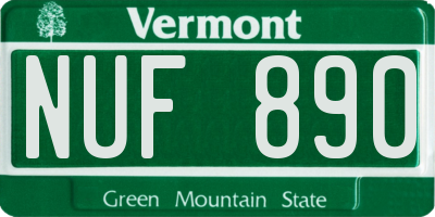 VT license plate NUF890