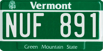 VT license plate NUF891