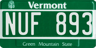 VT license plate NUF893