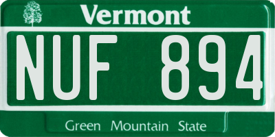 VT license plate NUF894