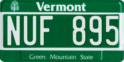VT license plate NUF895