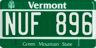 VT license plate NUF896