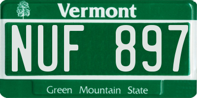 VT license plate NUF897