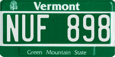 VT license plate NUF898
