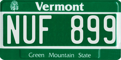 VT license plate NUF899