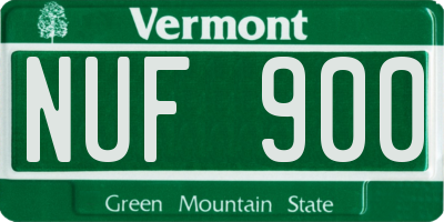 VT license plate NUF900