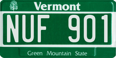 VT license plate NUF901