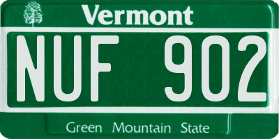 VT license plate NUF902