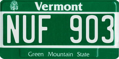 VT license plate NUF903