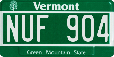VT license plate NUF904