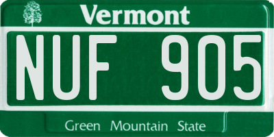 VT license plate NUF905
