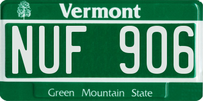 VT license plate NUF906