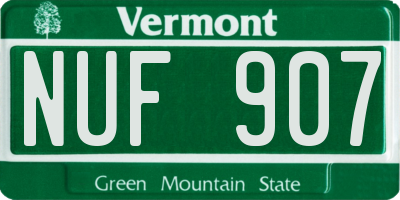 VT license plate NUF907