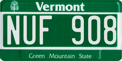 VT license plate NUF908
