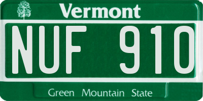 VT license plate NUF910