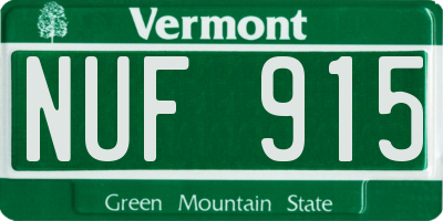 VT license plate NUF915