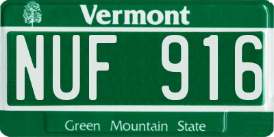 VT license plate NUF916