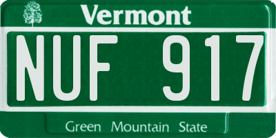 VT license plate NUF917