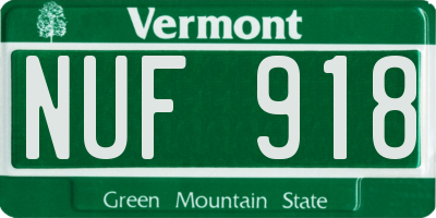 VT license plate NUF918