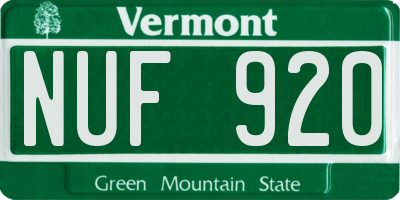 VT license plate NUF920